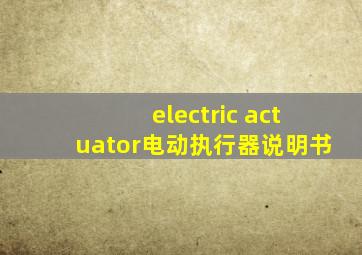 electric actuator电动执行器说明书